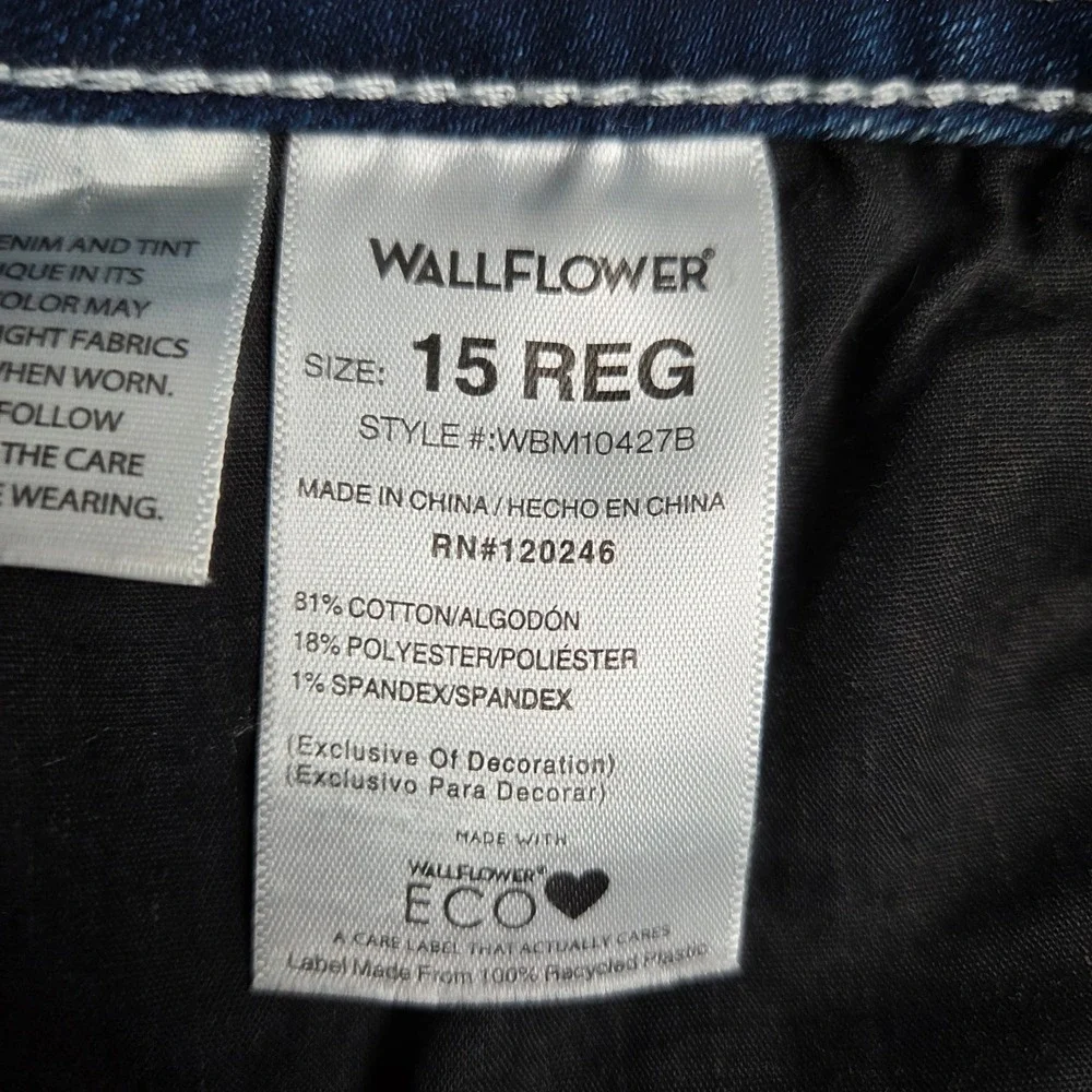 WallFlower‎ Luscious Curvy Bootcut Jeans Medium Wash WBM10427B Womens 15 Reg
